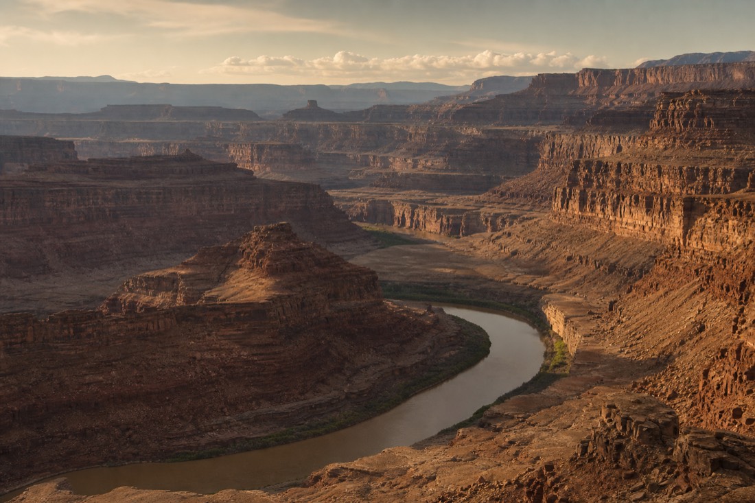 The remote gorges near the river confluence in the eastern canyon under quiet evening light